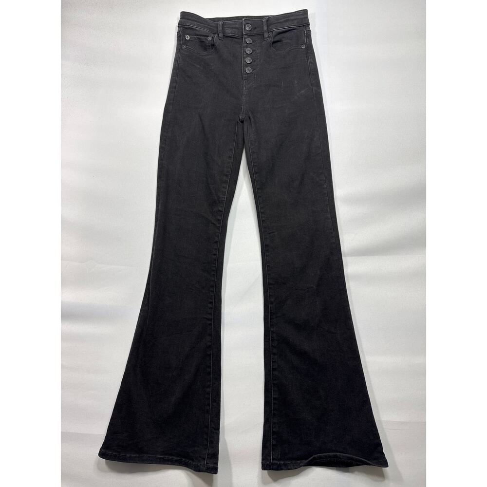 American Eagle Women's Highest Rise Flare Black Denim Jeans - 0 Reg (25x30)